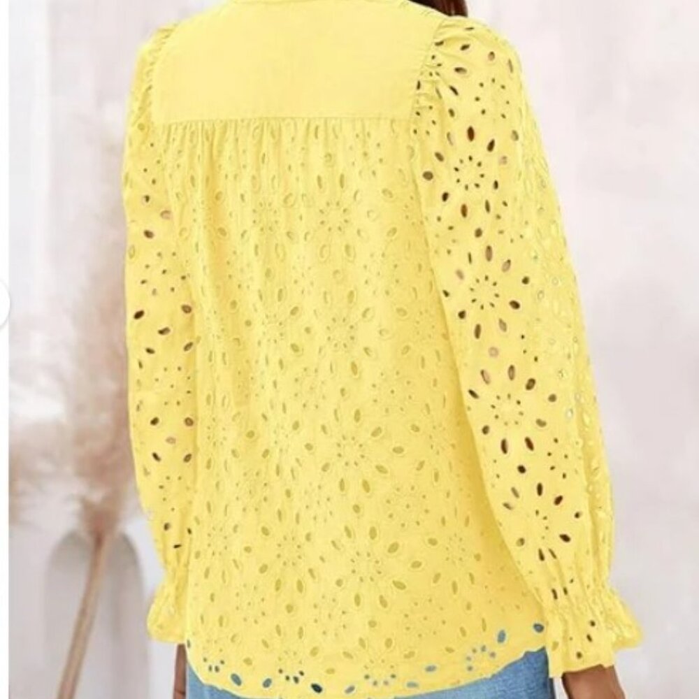 Eyelet Long Sleeve Top - Picture 2 of 8